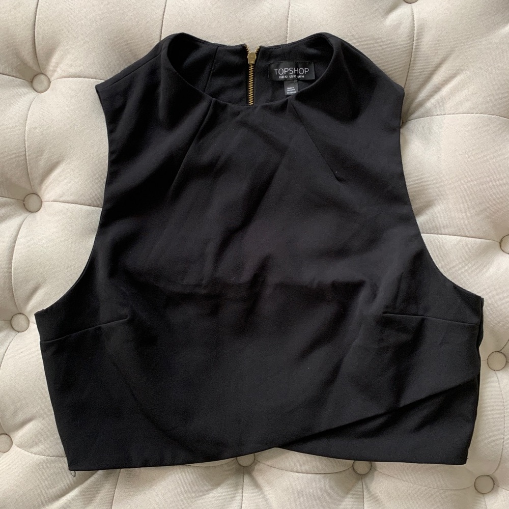 Topshop Sleeveless Black Crop Top with Zipper